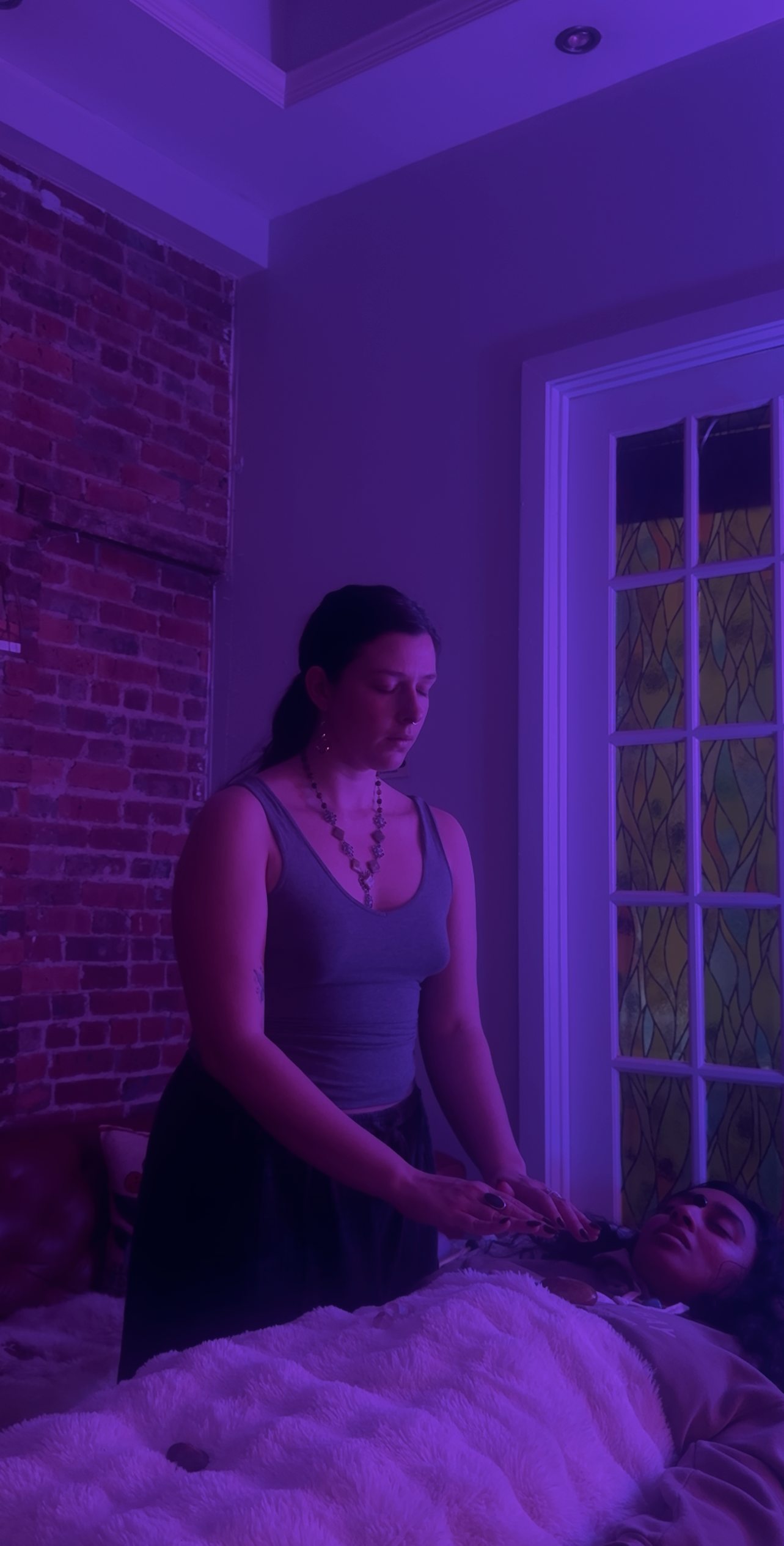 Taylor in session in warm light