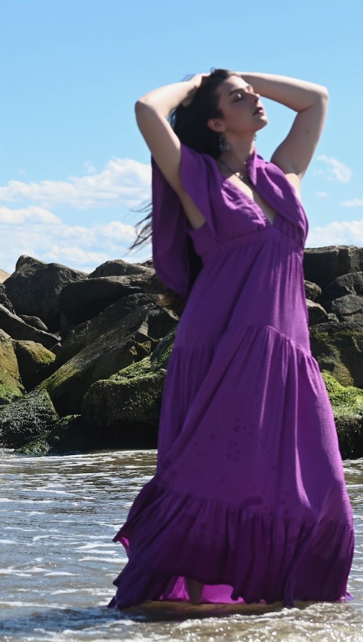 Taylor by the ocean rocks